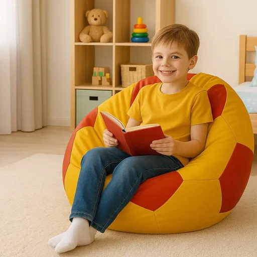 Bean Bag, Atelier del Sofa, 535PFT1233, Piele ecologica, Roșu / galben