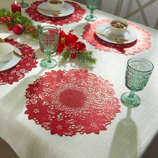 4 fețe de masă Poinsettia