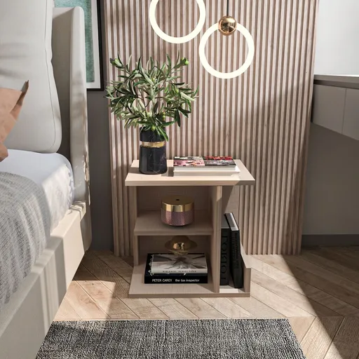 Noptiera, Hanah Home, Karamira, 45x45x35 cm, Bej