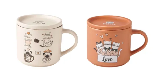 Set 2 cani, Cats, Brandani, 10x9 cm, portelan New Bone China