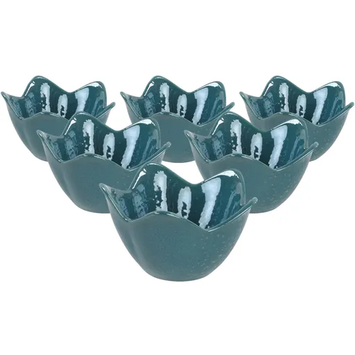 Set de 6 boluri ceramice Lotus 11,8 cm, turcoaz, turcoaz