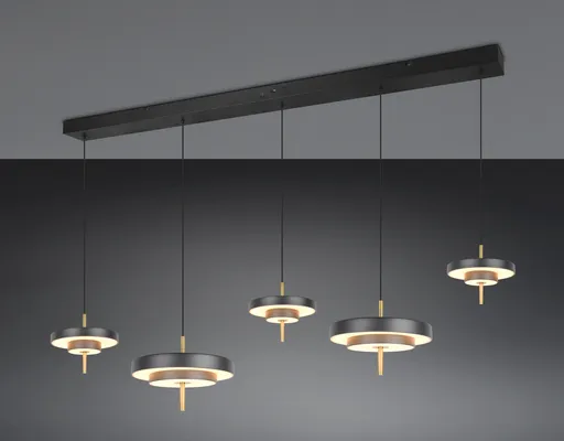 Lustra Keaton, TRIO, 140x30x150 cm, 50W, 1x SMD, metal, negru/auriu