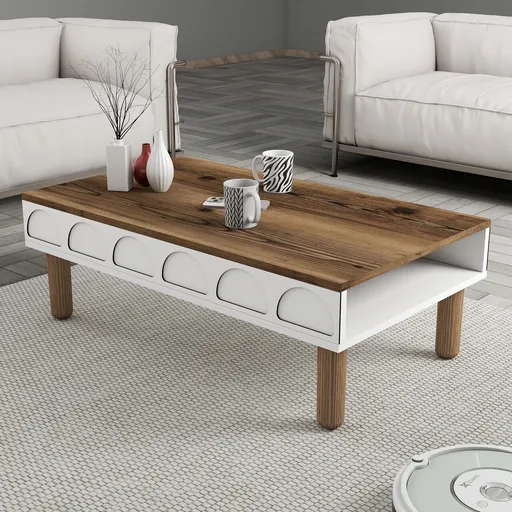 Masuta de cafea, Hanah Home, Bohem 852, 180x35.6x60 cm, Alb