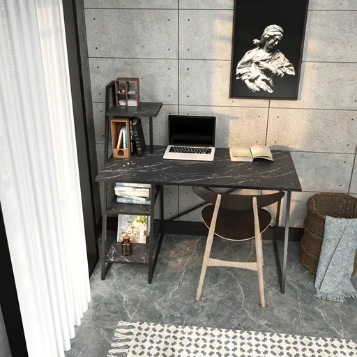 Birou, Hanah Home, Admira, 120x60x120 cm, Negru