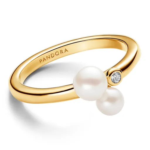 Pandora Inel placat cu aur cu perle autentice Timeless Shine 163156C01 50 mm