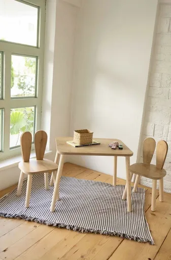 Set pentru copii cu măsuță și 2 scaune Bunny TwoChair Set - Brown