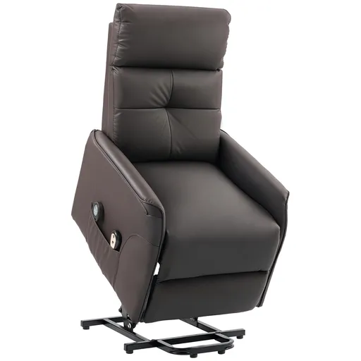 HOMCOM Fotoliu Rabatabil cu Ridicare Electrică, Scaun cu Masaj prin Vibrații și Căldură, cu Telecomandă și Buzunar, 67x89x102 cm, Maro | Aosom Romania