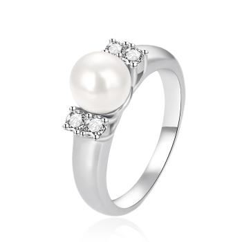 Agato Inel deschis din argint cu zircon și perlă AGT-R07W 60 mm