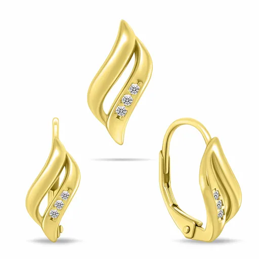 Brilio Silver Set minunat de bijuterii placate cu aur cu zirconii SET292Y (cercei, pandantiv)