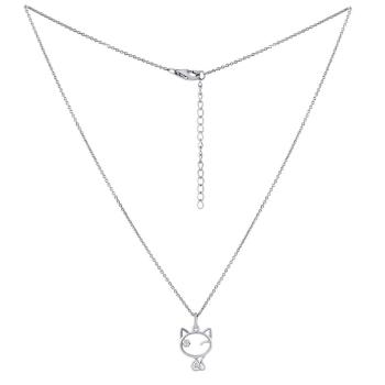 Silvego Colier din argint Pisica Betty cu zircon cubic MW15320P (pandantiv, lanț)