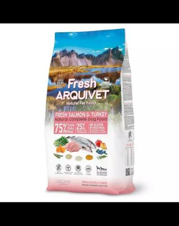Hrana cu somon si curcan ARQUIVET Fresh pentru caini, semiumeda 10 kg