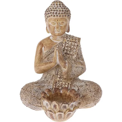 Decorațiune de grădină Buddha pentru lumânare , 14 x 19 x 13 cm, nisipiu, naturală