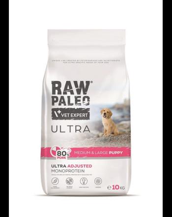 RAW PALEO Ultra Pork Medium&amp;Large Puppy 10kg pentru catelusi rasa medie/mare, cu porc