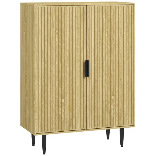 HOMCOM Dulap Pantofi 5 Niveluri cu Rafturi Reglabile, Picioare Metalice, Design Elegant Stejar, Stabil și Sigur, 80x38x110 cm | Aosom Romania