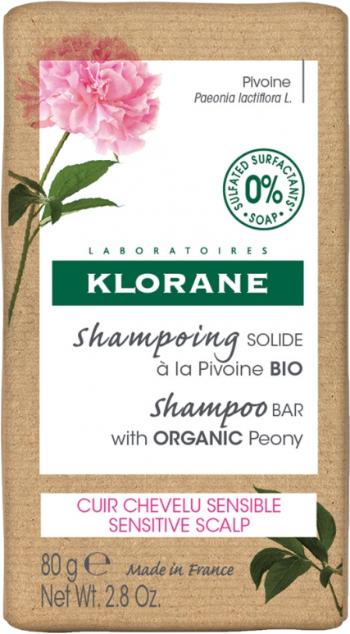 Klorane Șampon solid pentru scalp sensibil Bujor (Shampoo Bar) 80 g
