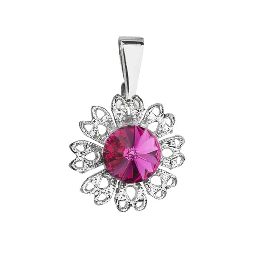 Evolution Group - Pavona Pandantiv strălucitor cu cristal Swarovski Floare 54032.3 fuchsia