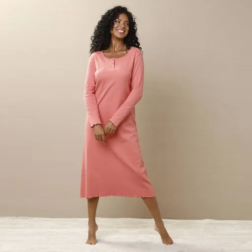 Cămașă de noapte cu mâneci lungi, cu nervuri