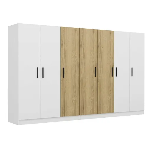 Dulap pentru haine, Hanah Home, Kale, 315x210x52 cm, Alb/Maro