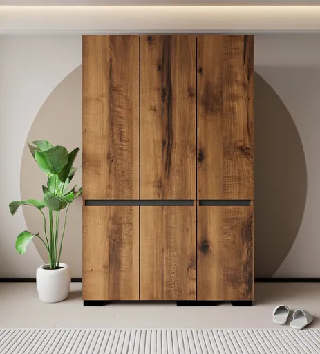 Dulap pentru haine, Hanah Home, Floransa 135, 135x210x52 cm, PAL, Nuc / Antracit