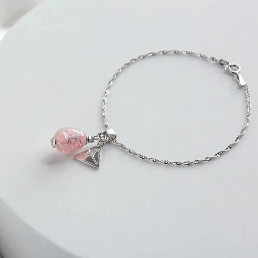 Lampglas Brățară delicată Soft Pink Nude, cu argint pur în perla Lampglas BNM5/AG/RHO 18 cm