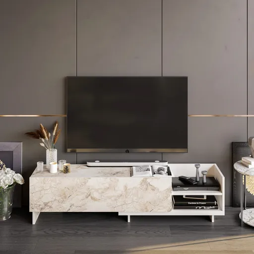 Comoda TV, Hanah Home, Parion, 165x35x41 cm, Alb