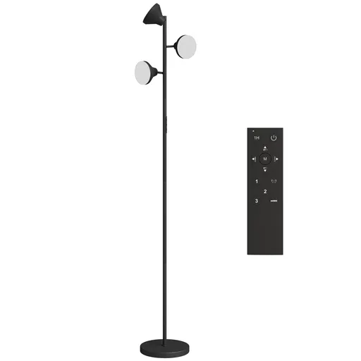 HOMCOM Lampă de Podea cu 3 Capete Reglabile Independent Φ25x170 cm Negru | Aosom Romania
