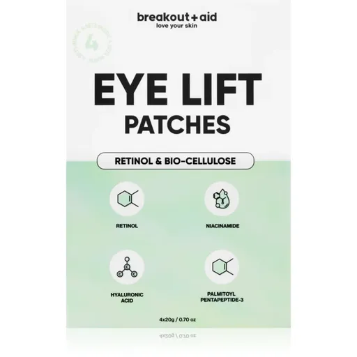 breakout + aid Eye Lift Patches plasture antirid pentru zona de sub ochi cu retinol 4 buc