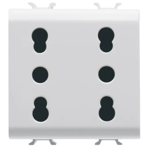 Priza dubla standard italian 2 module 16A Gewiss Chorus GW10208, alb