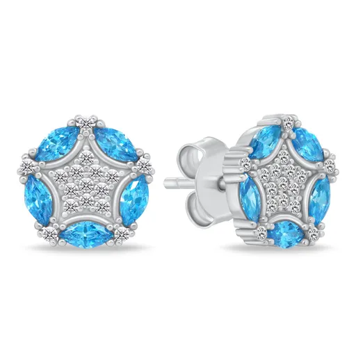 Brilio Silver Cercei de argint cu zirconi transparenți și albaștri EA1144WAQ