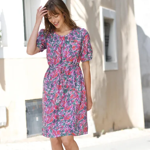 Rochie dreaptă imprimată, poliester reciclat (**)