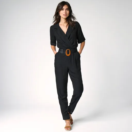 Salopetă cu decolteu încrucișat