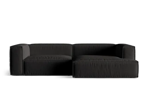 Coltar modular dreapta 4 locuri, Nuria-215, Micadoni Home, 292x147x72 cm, tesatura structurata chenille, negru