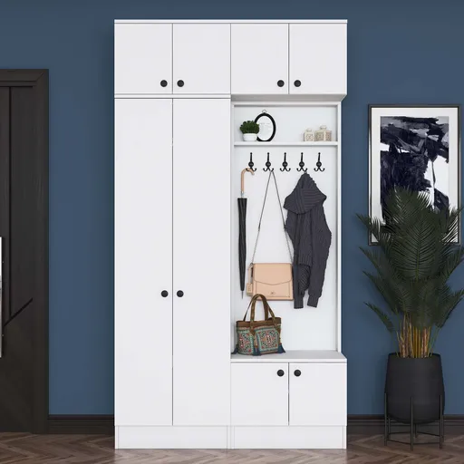 Cuier de perete, Hanah Home, EA144, 119.6x226.4x37.5 cm, Alb