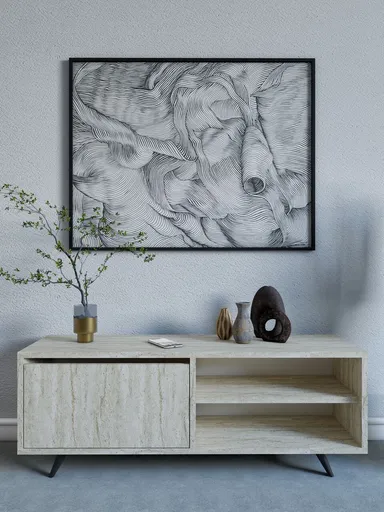 Comoda TV, Hanah Home, Maku, 120x47x35 cm, Travertin