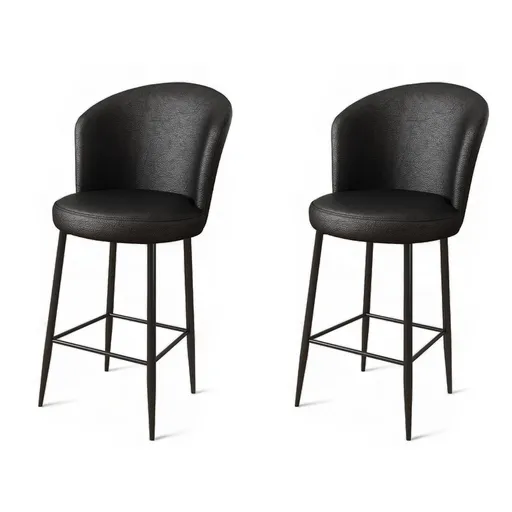 Set scaun de bar (2 bucăți), Hanah Home, Uras, Negru
