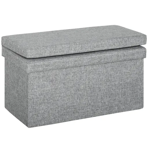 HOMCOM Bancă Pliabilă cu Spătar și Compartiment de 77L, Acoperire din Țesătură, 76x50x73 cm, Gri | Aosom Romania