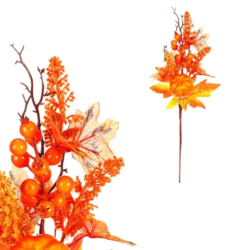 Ramură artificială de toamnă - dovleac și fructede pădure,  50 cm
