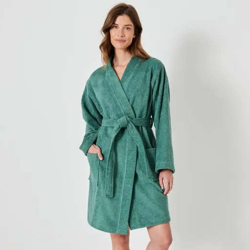 Halat de baie unisex scurt cu guler kimono