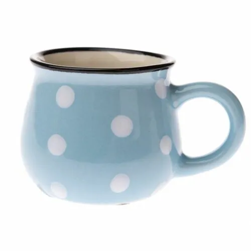 Cană din ceramică cu buline 75 ml, albastrudeschis