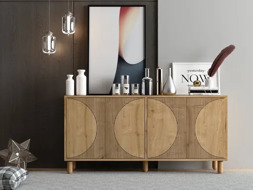 Consola, Hanah Home, Arventa, 150x73x36 cm, PAL, Maro