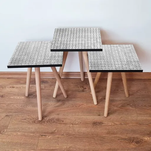 Set masute 3 piese, Hanah Home, 3Shp373, Gri