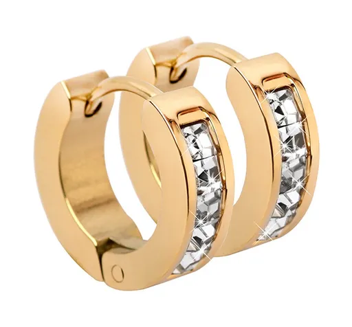 Troli Cercei din oțel placat cu aur cercuri cu cristale