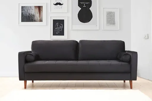 Canapea 3 locuri, Atelier del Sofa, 560ARE1334, Negru / Stejar