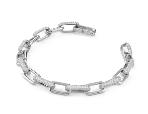 Guess Brățară masivă din argint cu zirconii Nuances JSBB04537JWRH 18.5 cm