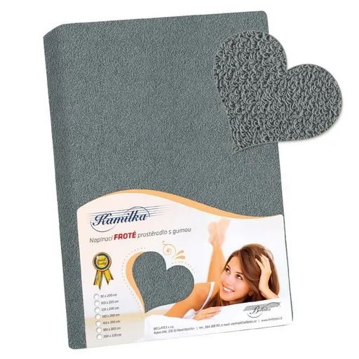 Bellatex Cearșaf din bumbac terry, gri închis, gri închis, 120 x 200 cm