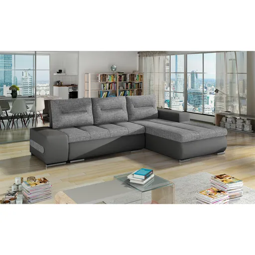 Coltar extensibil dreapta 4 locuri ELTAP, Ov23, Ottavio, 275x180x85 cm, lemn/poliester, gri/gri inchis