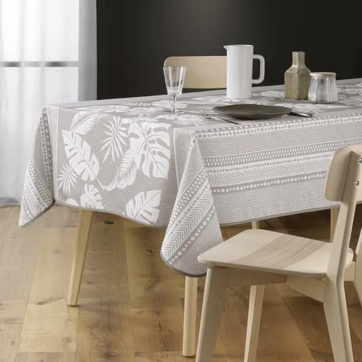 Față de masă în două tonuri cu imprimeu de frunze de palmier