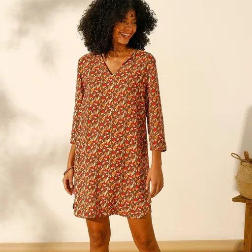 Tunică de plajă cu mâneci 3/4 și imprimeu