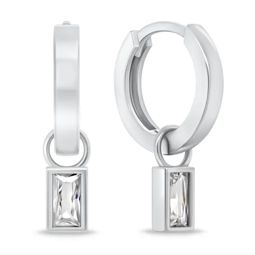 Brilio Silver Cercei rotunzi minimaliști 2în1 cu zirconi EA840W