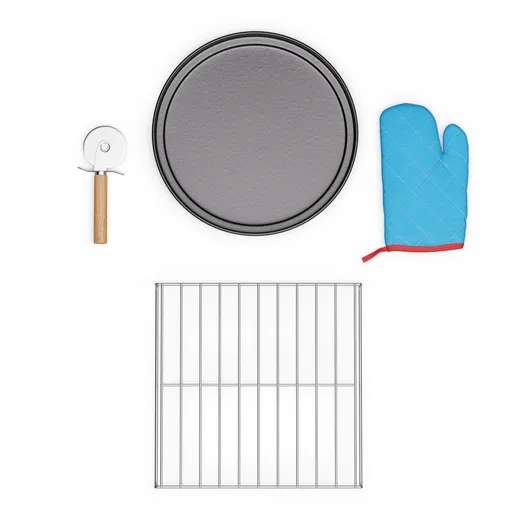 Klarstein set de accesorii PizzaForno din 4 piese, suport pentru pizza și tigaie pentru pizza, mănușă termică și feliator